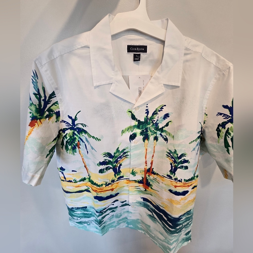 NWT Club Room Men's Palm Tree Print Shirt - Multicolor